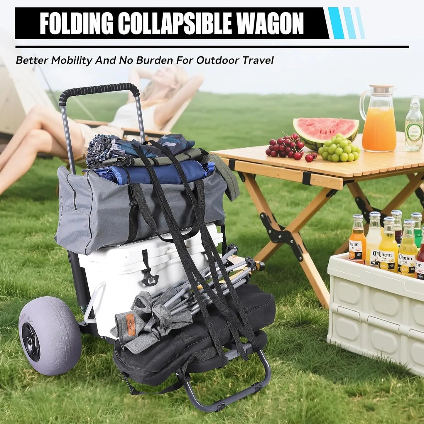 Tourfun Beach Dolly Cart Foldable Trolley With Wheels