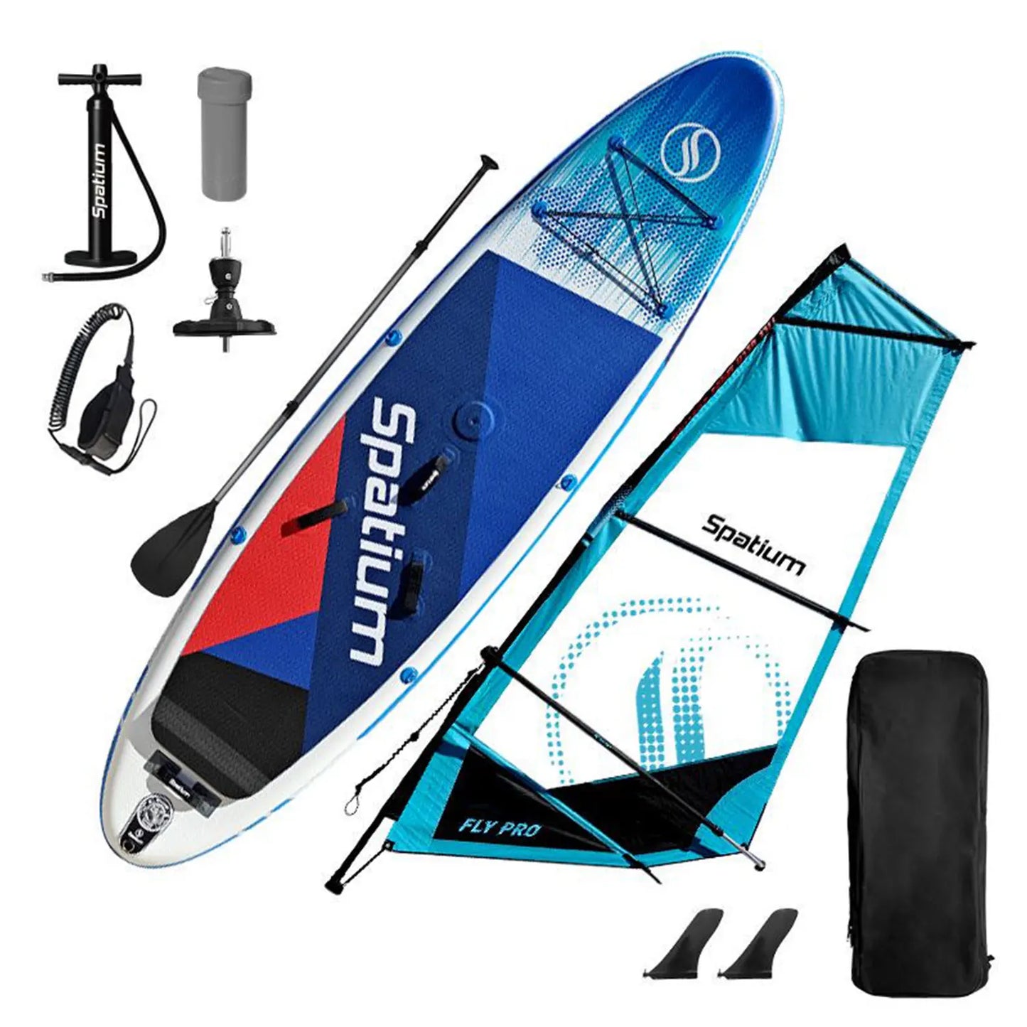 Spatium Inflatable Windsurfing Board and Sail Windsurf Board Sup Windsurf Paddle Board for Adults Windsurf Sail Red