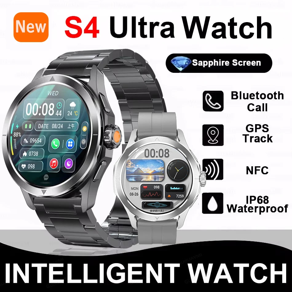 S4 Ultra Outdoor Smart Watch Men AMOLED GPS NFC Heart Rate