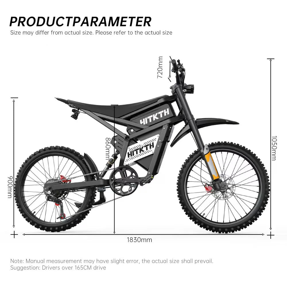 FVKINGE6 off-road electric bicycle 25 inch tires 52V40AH electric motorcycle peak 2900W motor 60KM/H