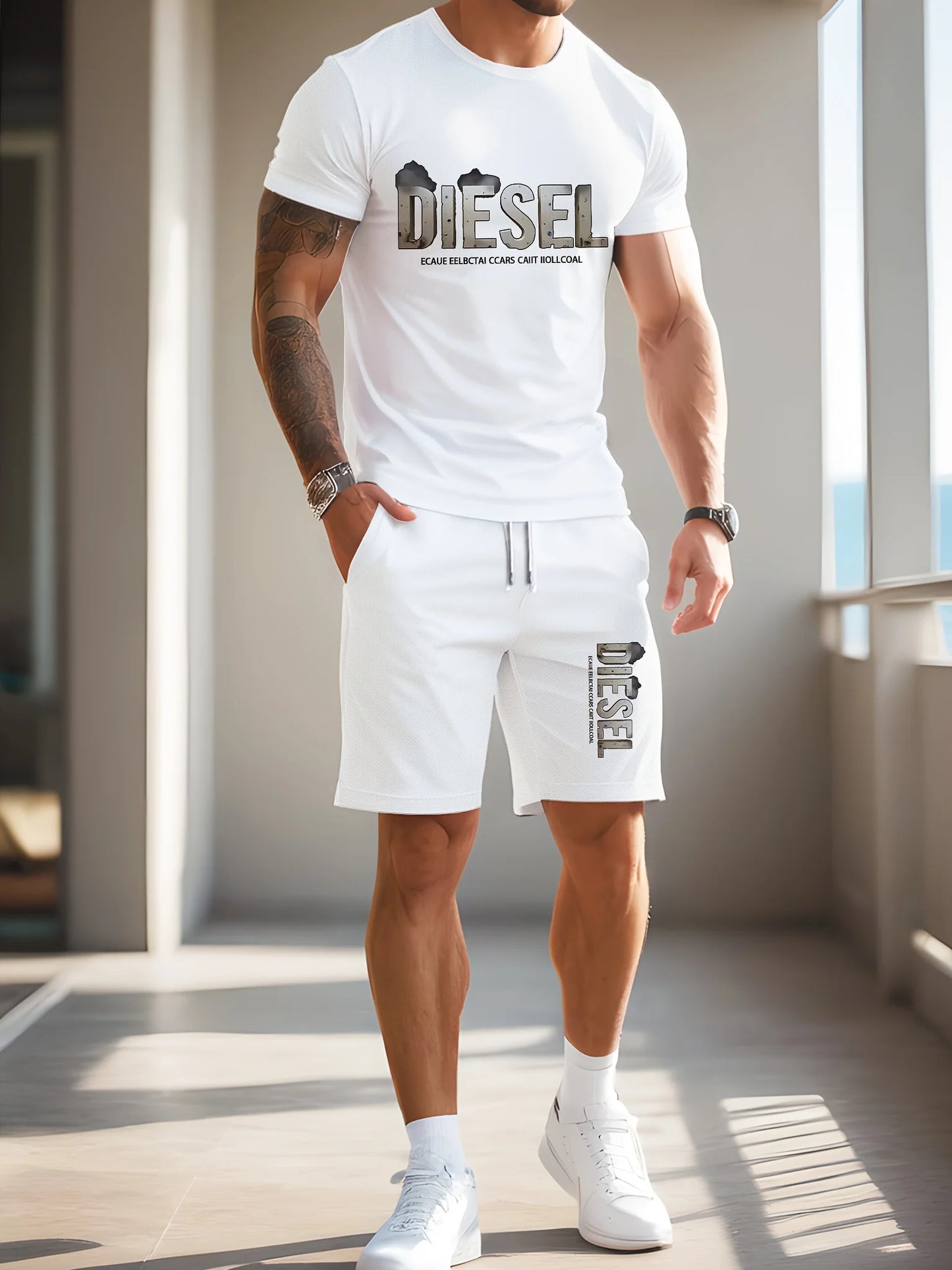 Diesel Men T Shirt Set Sports Breathable Quick Drying