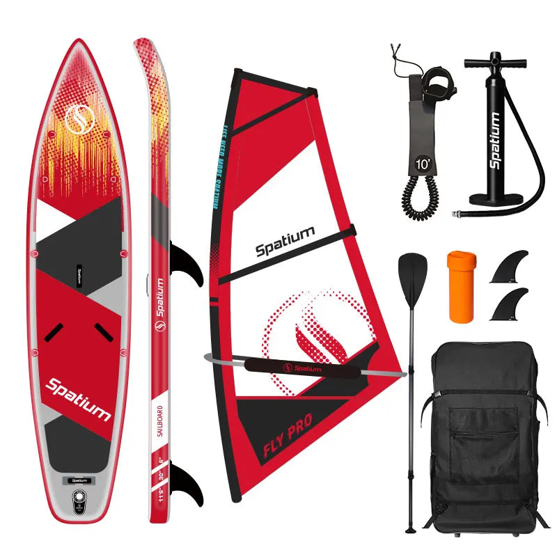 Spatium Inflatable SUP Sailing Surfboard Handheld Sailboard Set Kite Surfboard Paddle Water Skiing Board
