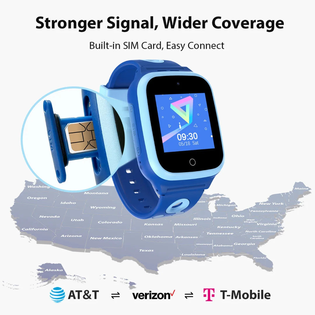 4G Smart Watch For Kids With 30 Day Free Unlimited Plan Video Call Voice Chat GPS SIM Card Included Gift For Child