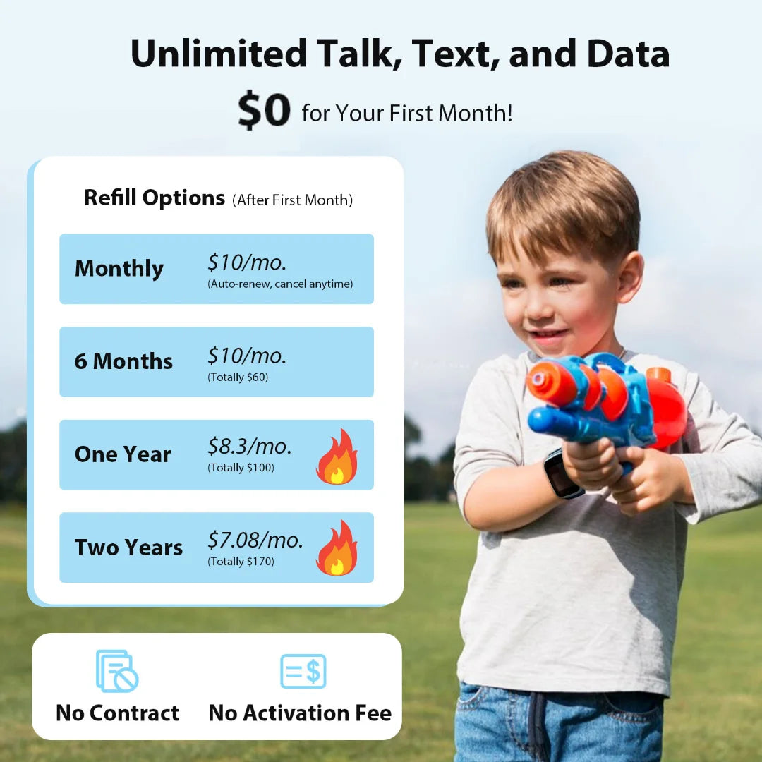 4G Smart Watch For Kids With 30 Day Free Unlimited Plan Video Call Voice Chat GPS SIM Card Included Gift For Child