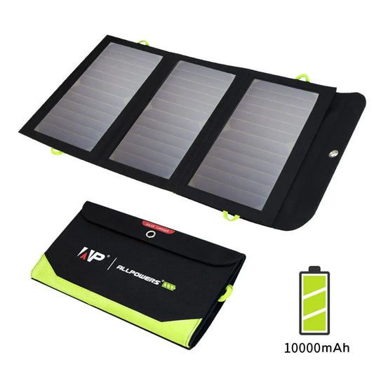 ALLPOWERS Foldable Solar Panel 21W Charger For Travel 5V 18V High Efficiency Battery Charger For Iphone