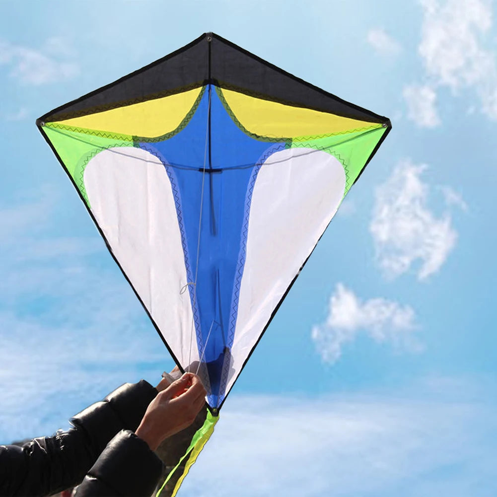 Easy To Fly Diamond Shaped Kite with Long Tail Colorful Flight Kite Primary Stunt Kite Enhance Coordination for Boys Girls