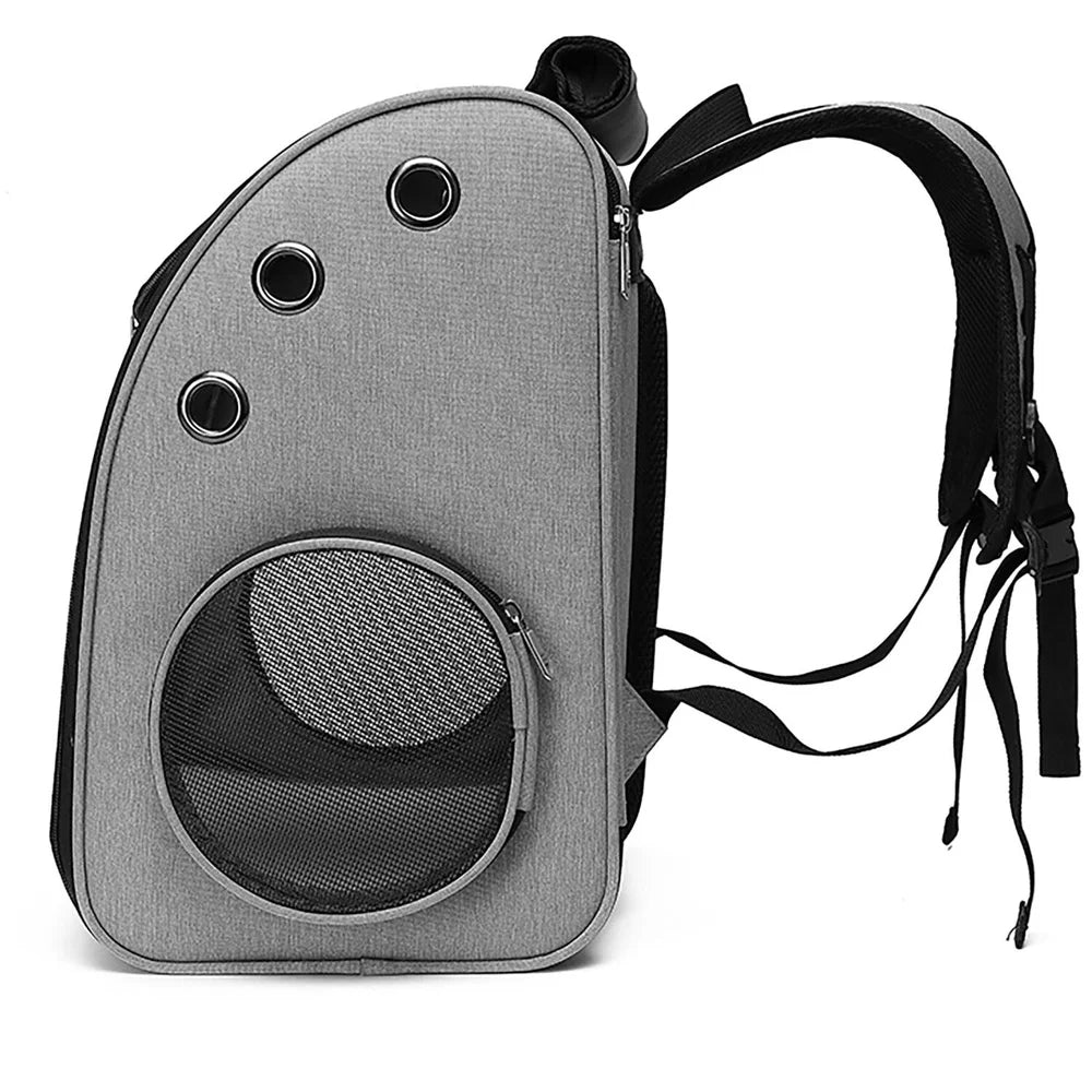 Pet Backpack Dogs And Cats Breathable Scratch Resistant Travel Bag With Safety Leash Mesh Windows And Comfort Straps