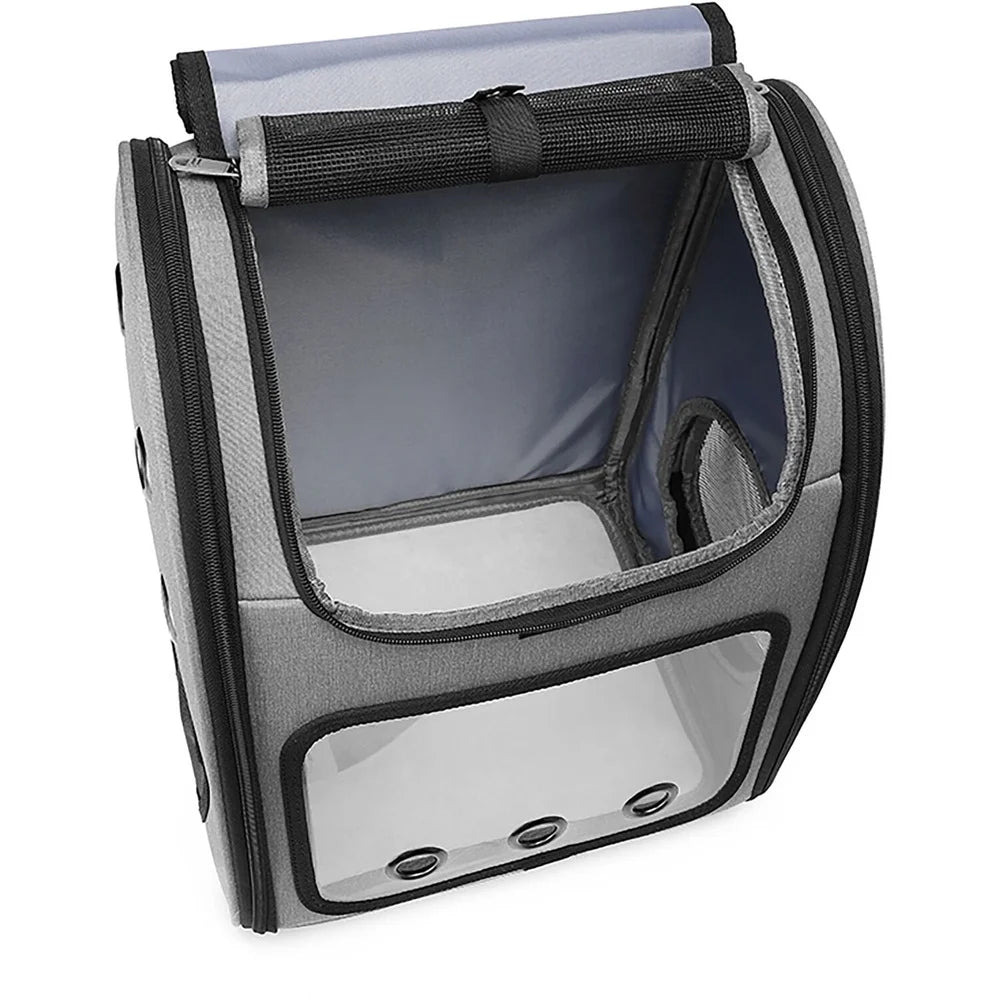 Pet Backpack Dogs And Cats Breathable Scratch Resistant Travel Bag With Safety Leash Mesh Windows And Comfort Straps