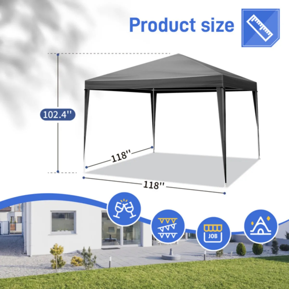 Outdoor Gazebo Waterproof Outdoor Canopy Patio Tent Party Tent for Wedding BBQ Cater Fishing Picnic Party 10"x10"