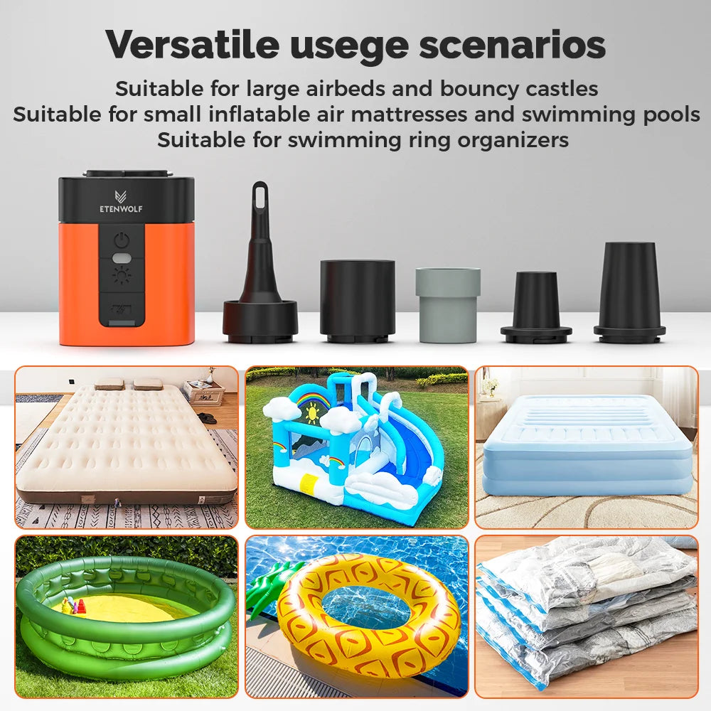 ETENWOLF Air 3 Electric Air Pump 2600mAh Battery Portable Camping Pump for Air Mattresses Sleeping Pads and Pool Floats