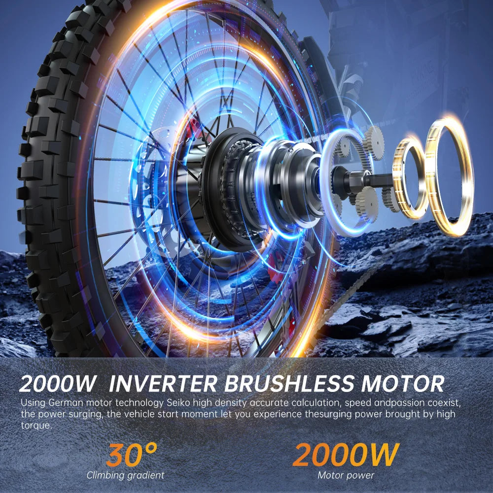 FVKINGE6 off-road electric bicycle 25 inch tires 52V40AH electric motorcycle peak 2900W motor 60KM/H