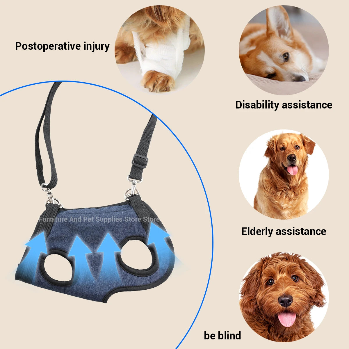 ZhejiangDog Traction Vest Dog Harness With Beauty Hammock