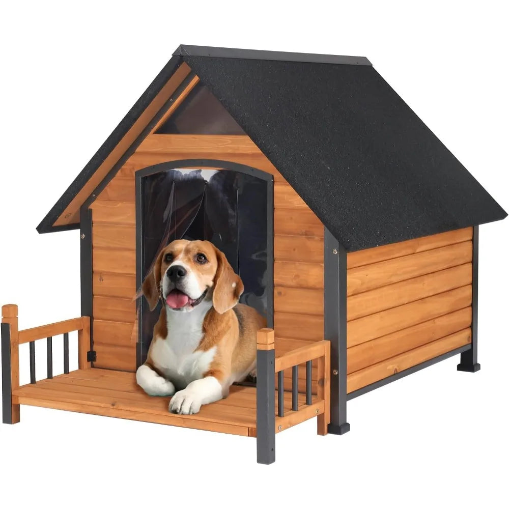 Aivituvin Outdoor Dog House With Metal Frame Kennel