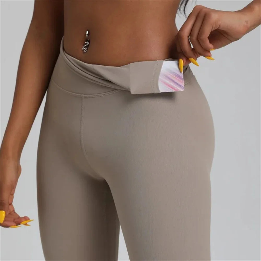 Women High Waist Yoga Leggings With Built In Pocket