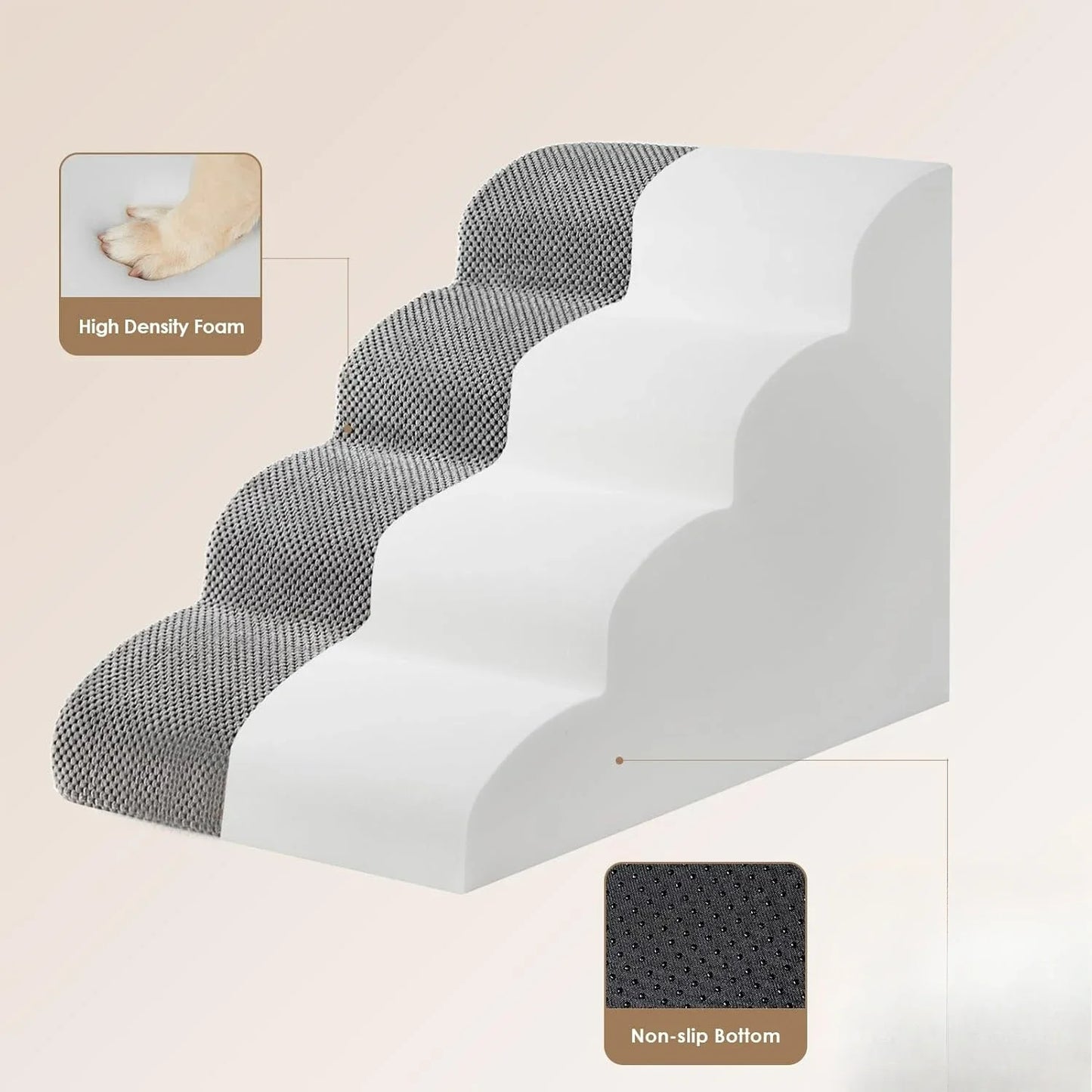 Choice Curved Dog Stairs Ramp for High Beds Non Slip