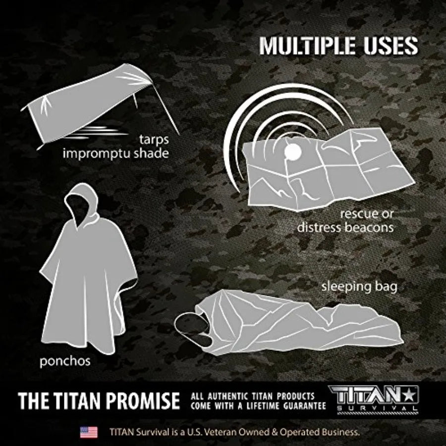 TITANSurvival Emergency Sleeping Bags for Survival 36 x 78 90 Heat Retention 41 Thicker Waterproof Durable Survival Sleeping Ba