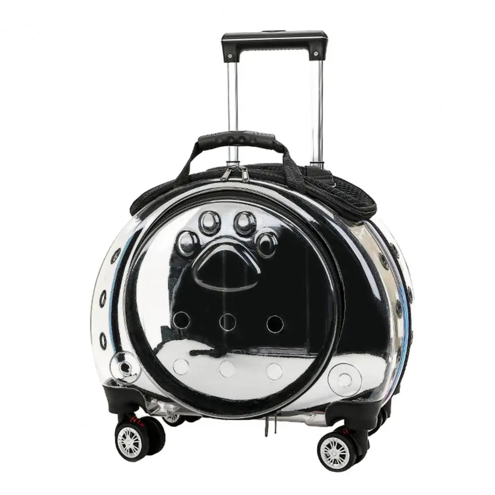 Pet Trolley Case Clear Ventilation Holes Silent Wheels Convenient Portable Cats Dogs Backpack for Travel