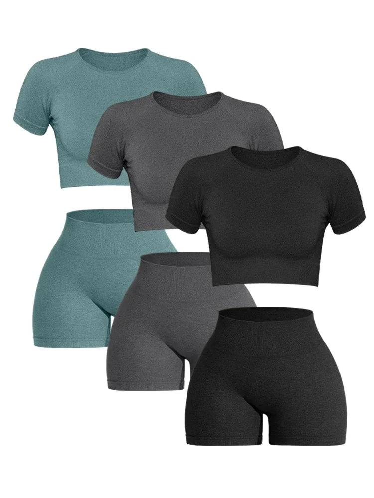 2 Piece Womens Sports Yoga Set Seamless Ribbed Knitted Fitness Sportswear For Gym And Training