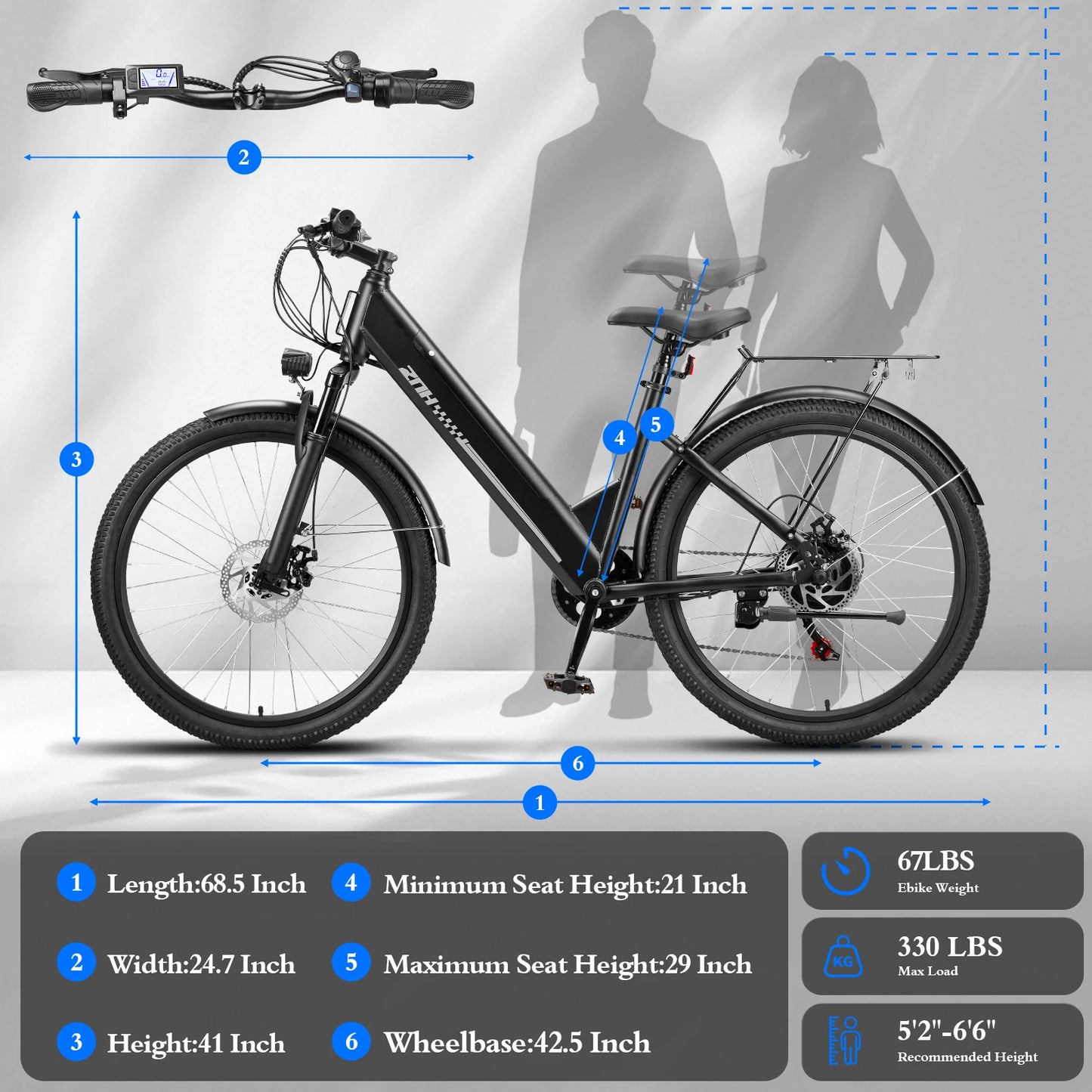 1000W Peak Motor Electric Bicycle for Adult,26" Tires 50Miles Range Electric Bike,20MPH,48V Battery E-bike