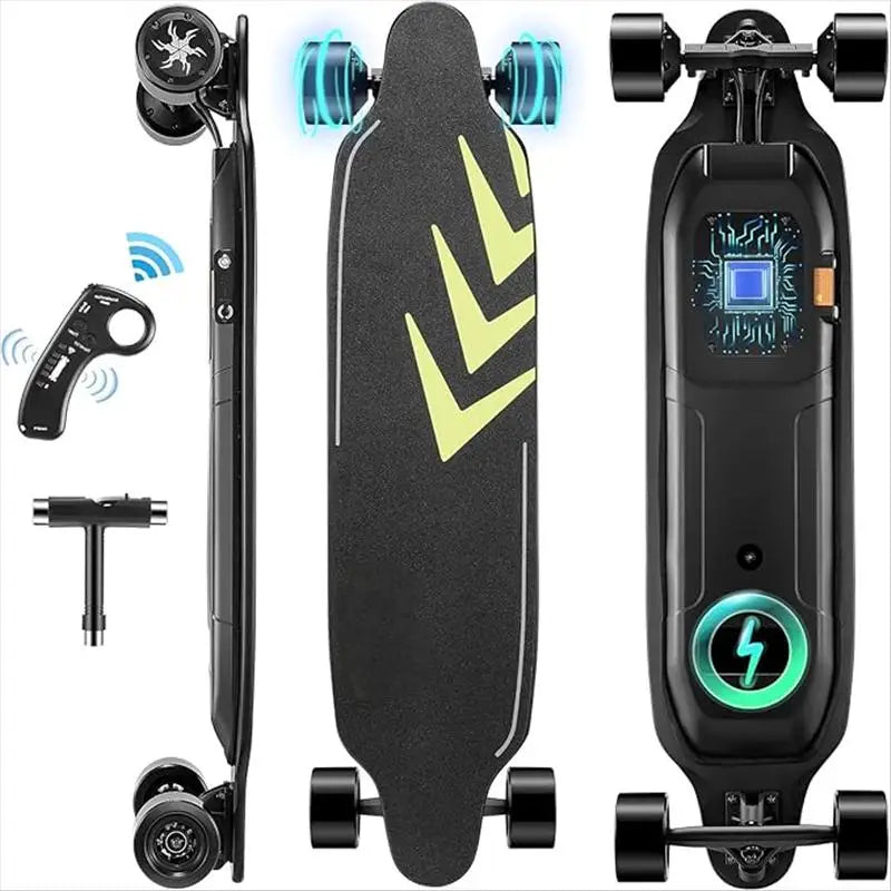 Caroma 38" Electric Skateboard with Remote Control, 1200W Brushless Motor, 28 MPH Top Speed, 300 lbs Max Load, Safety Glow Paper