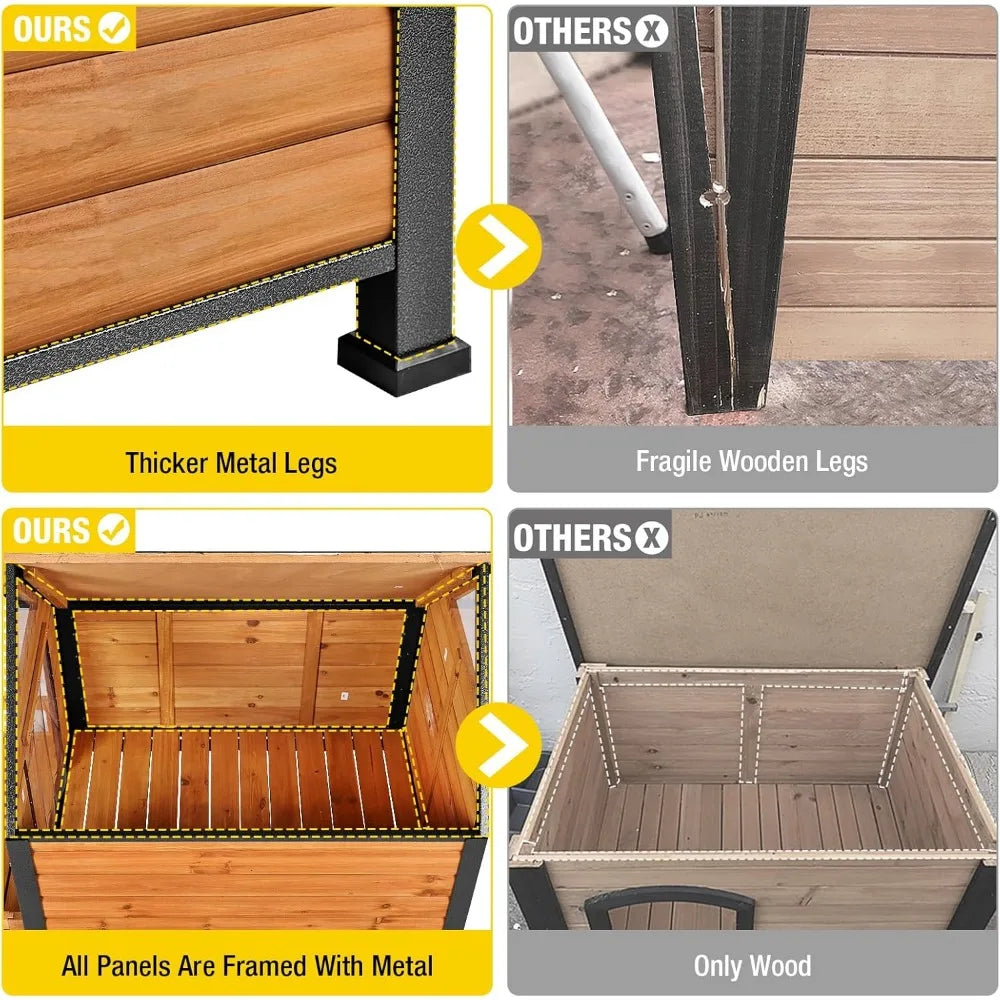 Aivituvin Outdoor Dog House With Metal Frame Kennel