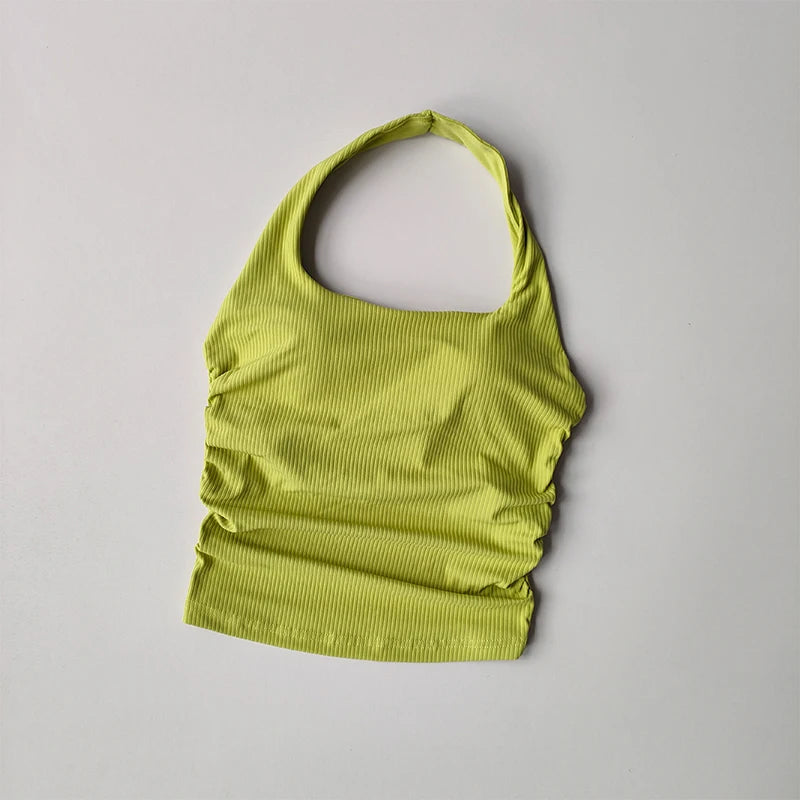 Women Hanging Neck Sports Vest Integrated Chest Pad Bra