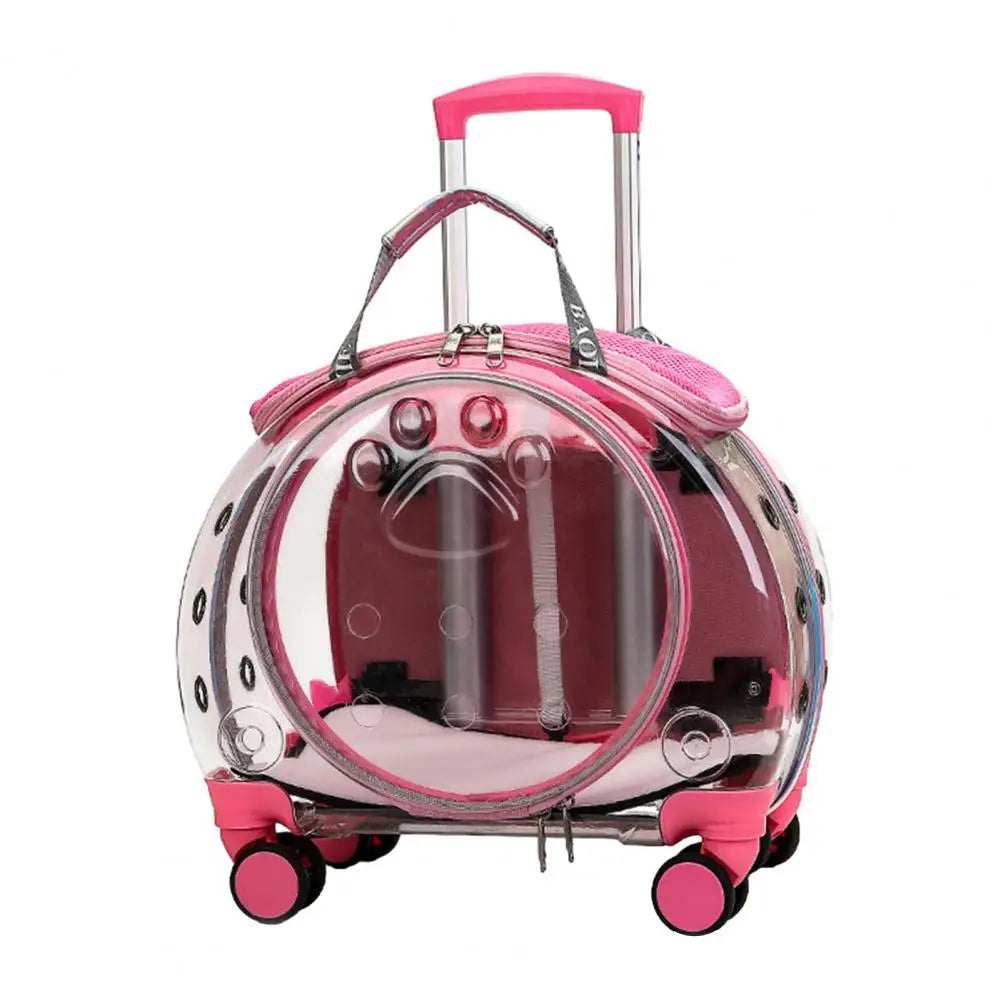 Pet Trolley Case Clear Ventilation Holes Silent Wheels Convenient Portable Cats Dogs Backpack for Travel