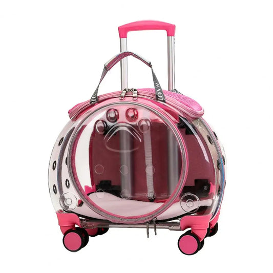 Pet Trolley Case Clear Ventilation Holes Silent Wheels Convenient Portable Cats Dogs Backpack for Travel