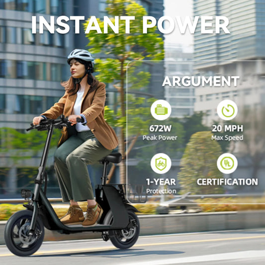 Hezzo 450W Electric Scooter With Seat And Basket For Pets