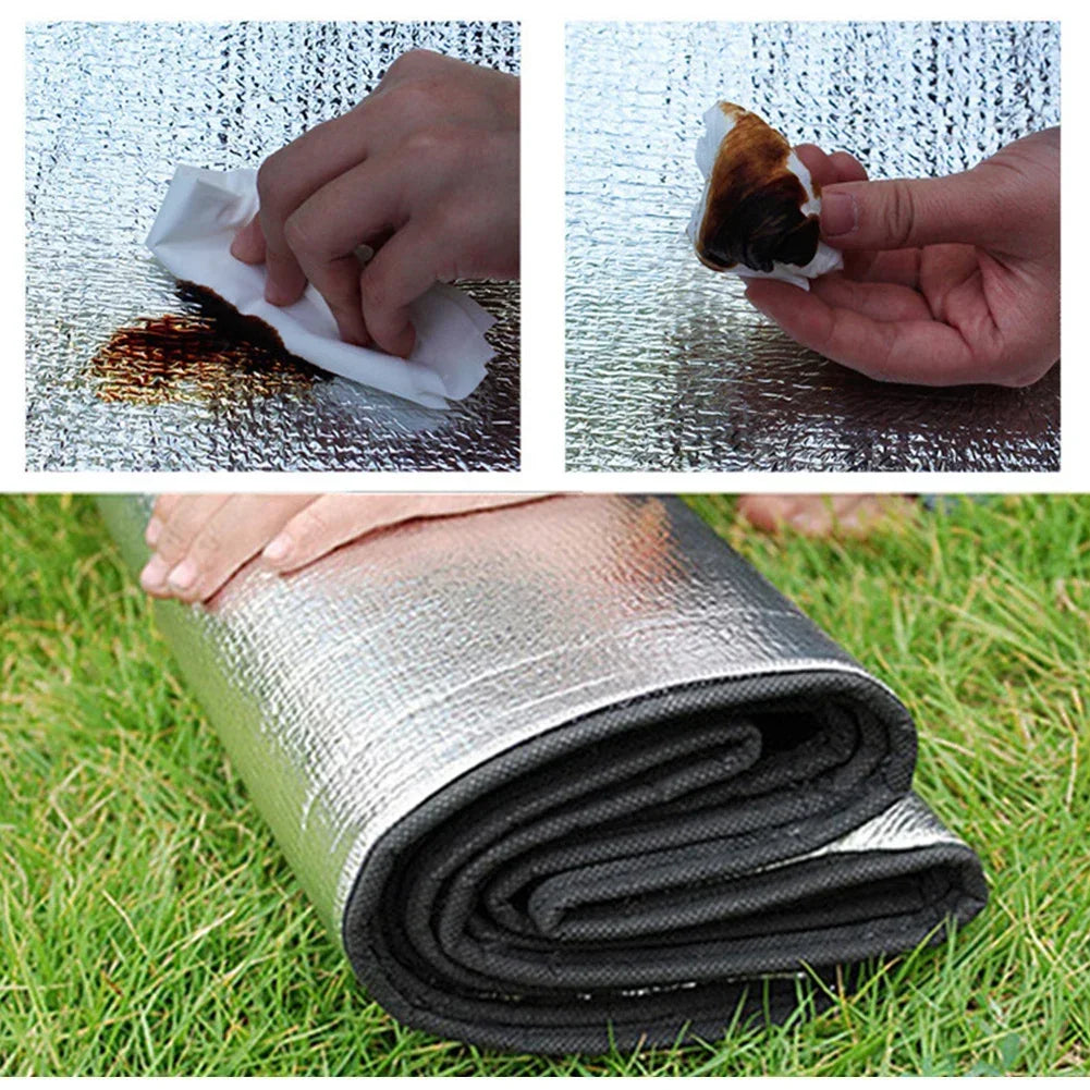 Waterproof Camping Mat Moisture Proof Aluminum Foil Mat Double Sided Sand Free Beach Mat With Storage Bag 78x78in