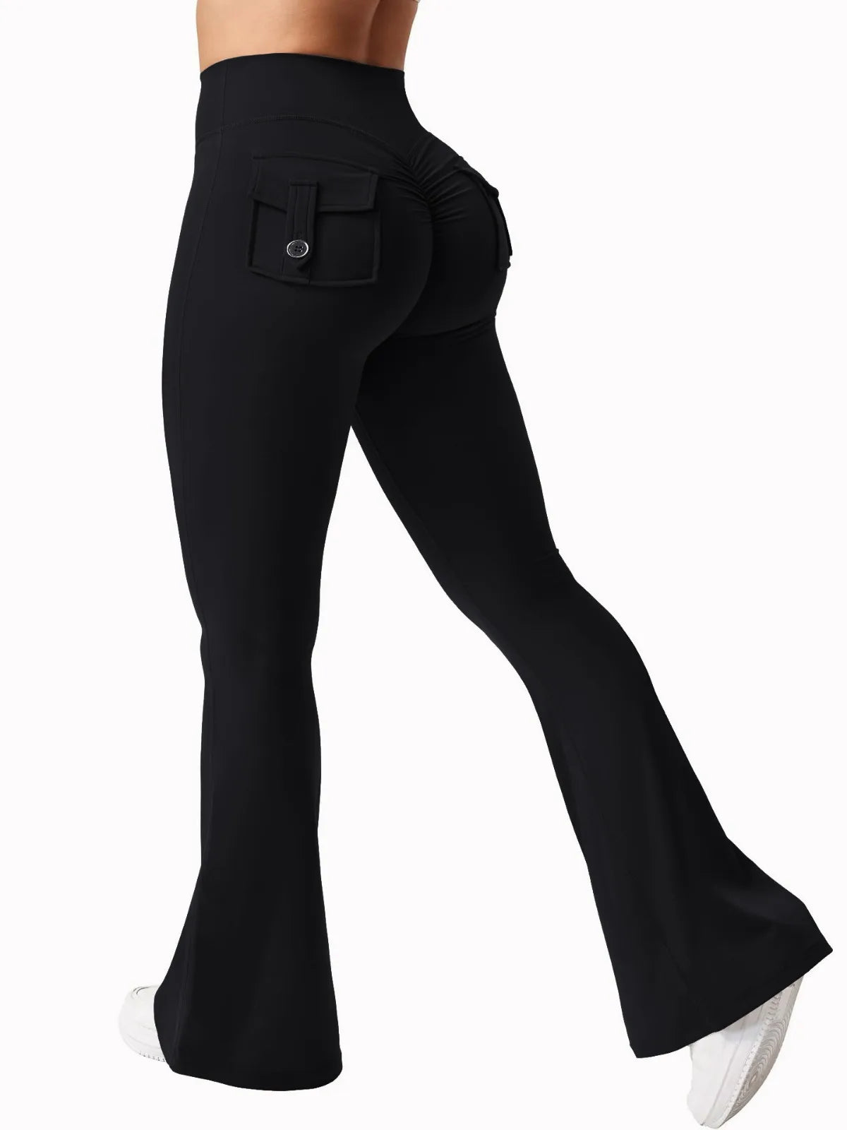Womens Flare Pants Elastic Waist Yoga Fitness Wear