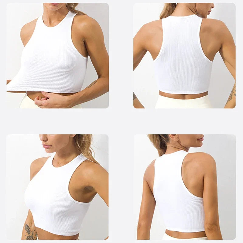 Women Yoga Vest Great Elasticity Gym Sports Crop Tops Fitness Workout Shirts Streetwear Tank Tops Wholesale