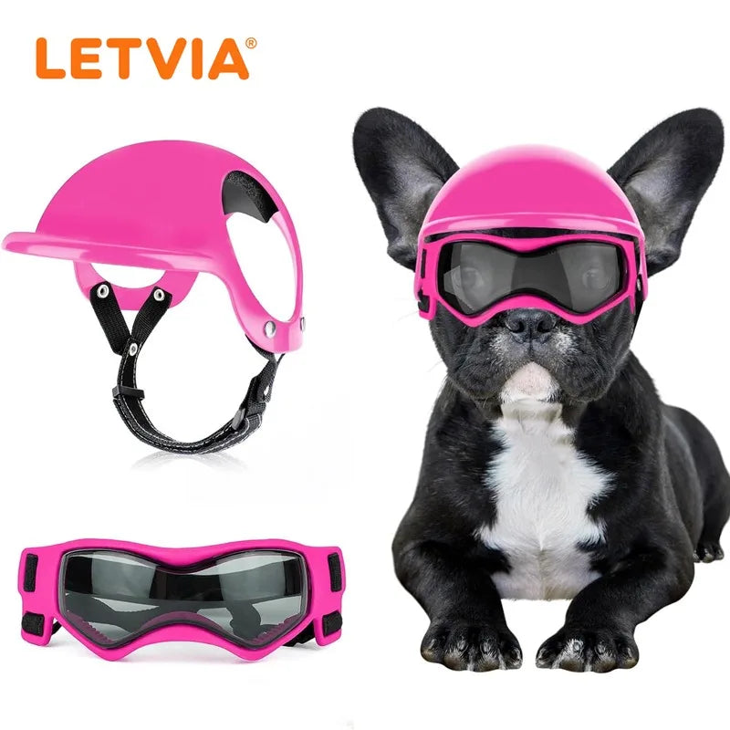 LETVIA Dog Helmet With Goggles Anti UV Sunglasses For Pets