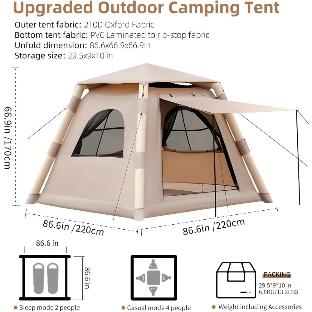 DUOFU 4 Season Inflatable Camping Tent For 2 To 4 People