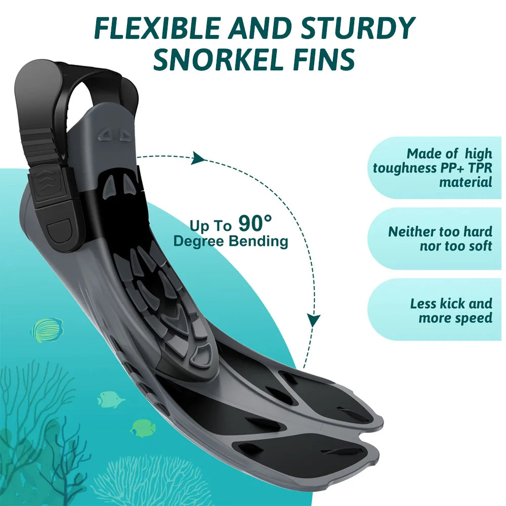 Choice Snorkel Fins Adjustable Buckles Open Heel Silicone Swimming Flippers