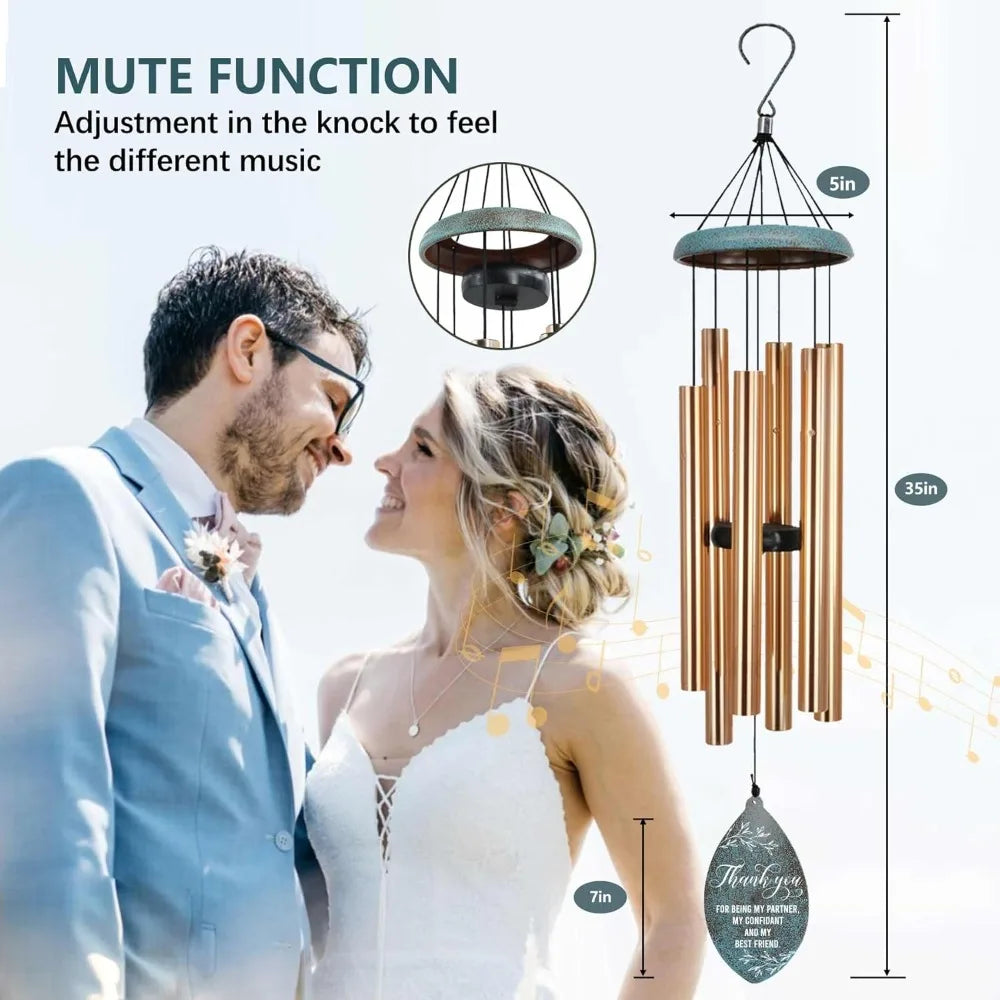 custom engraved names & date wind chimes - unique wedding gift for new couples 2024