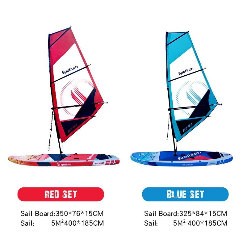 Spatium Inflatable SUP Sailing Surfboard Handheld Sailboard Set Kite Surfboard Paddle Water Skiing Board