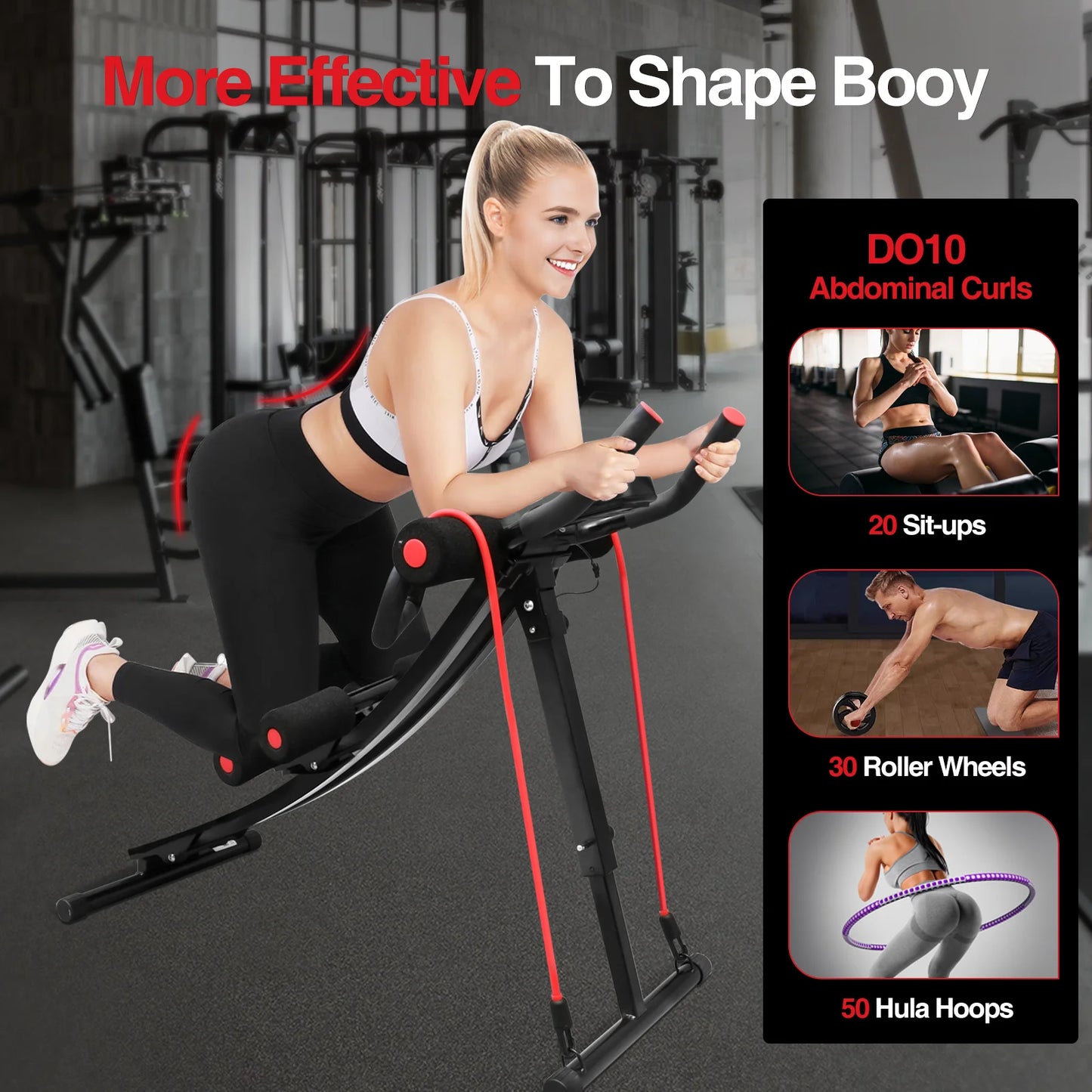 Carton GIKPAL Foldable Ab Machine For Home Gym LCD Display