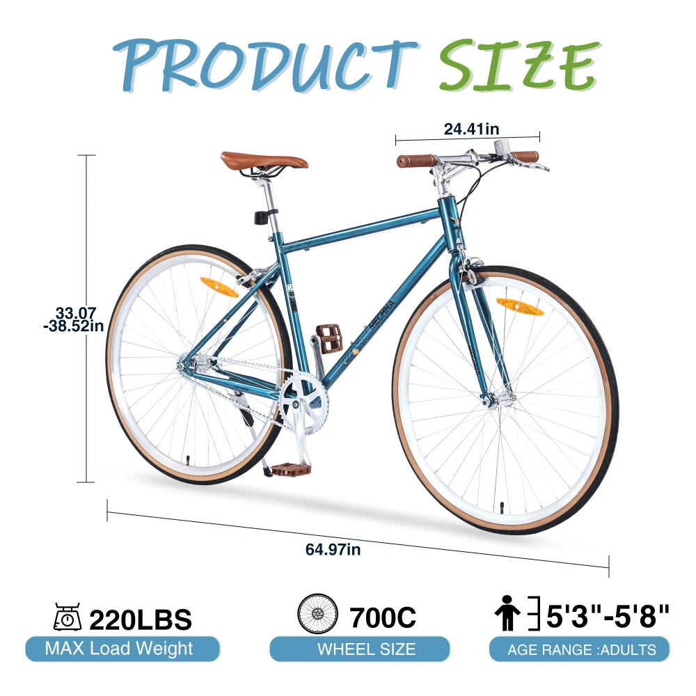 Single Speed Retro style 700C Road Bike For men women's City Bicycle,Steel Frame