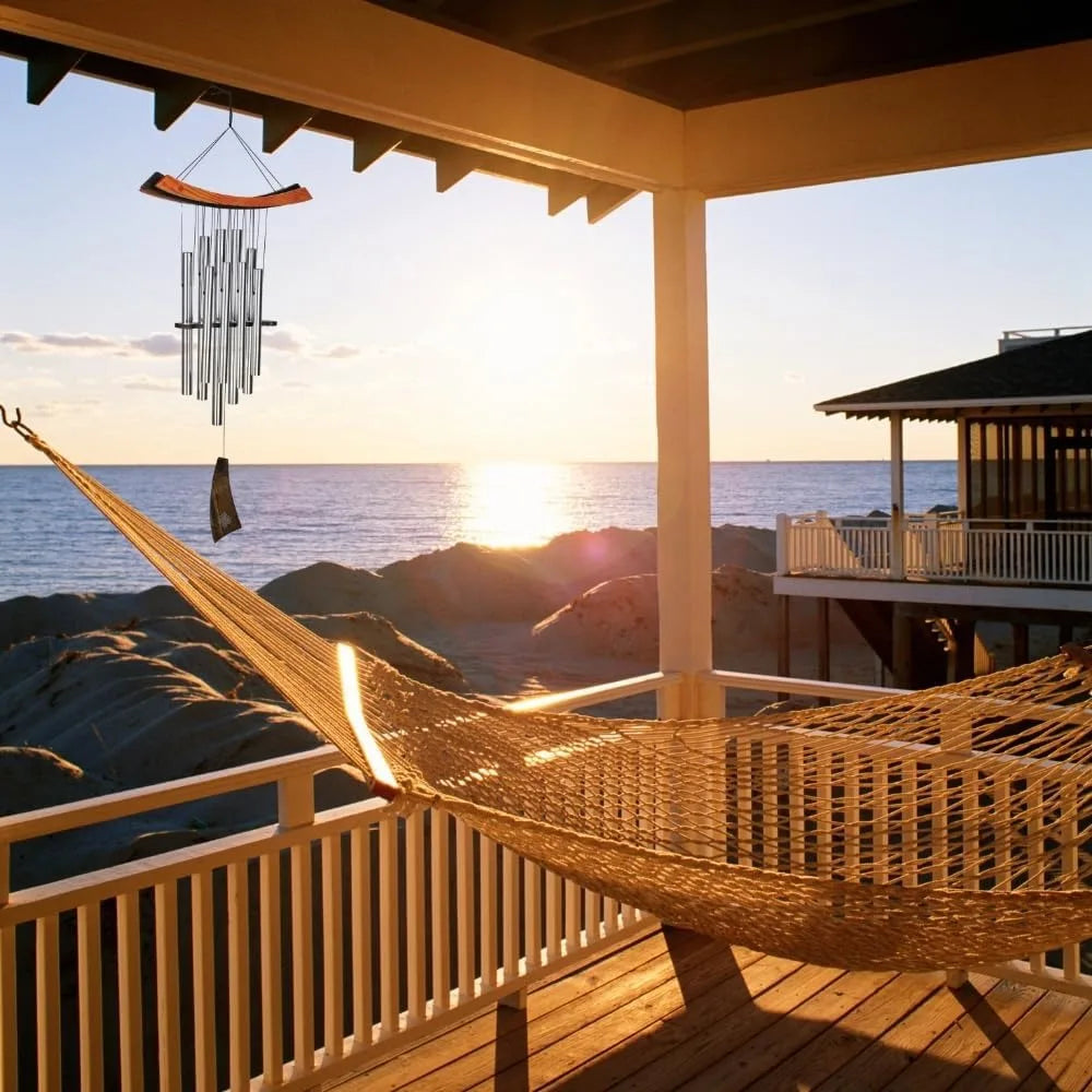 Woodstock Chimes Eastern Energy Healing Wind Chime for Outside 34 Medium Silver,Harmonic Light Sound, Outdoor Decor for Patio, P