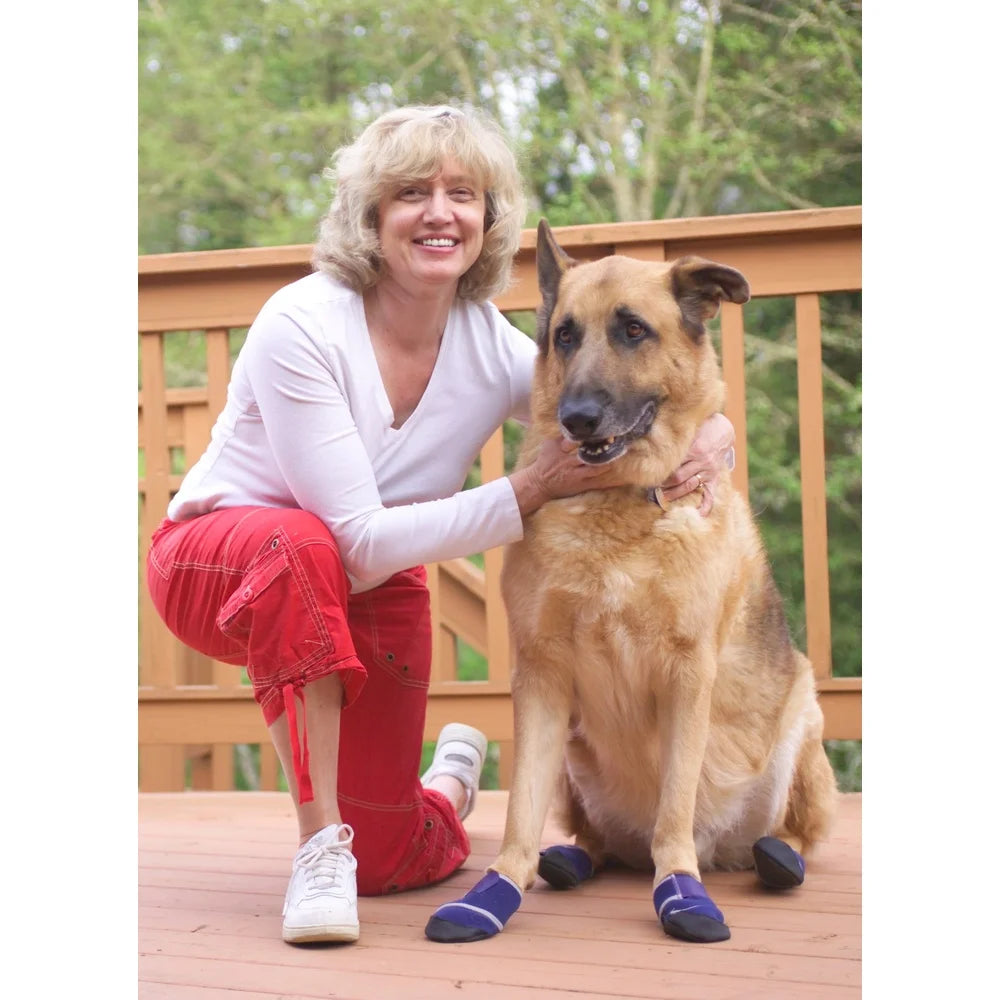 Medical Dog Boots Large Dogs 75-90 lbs with 2 Gauze Pads Nonstick Rubber Sole Indoor Outdoor Use Traction Comfort Protection