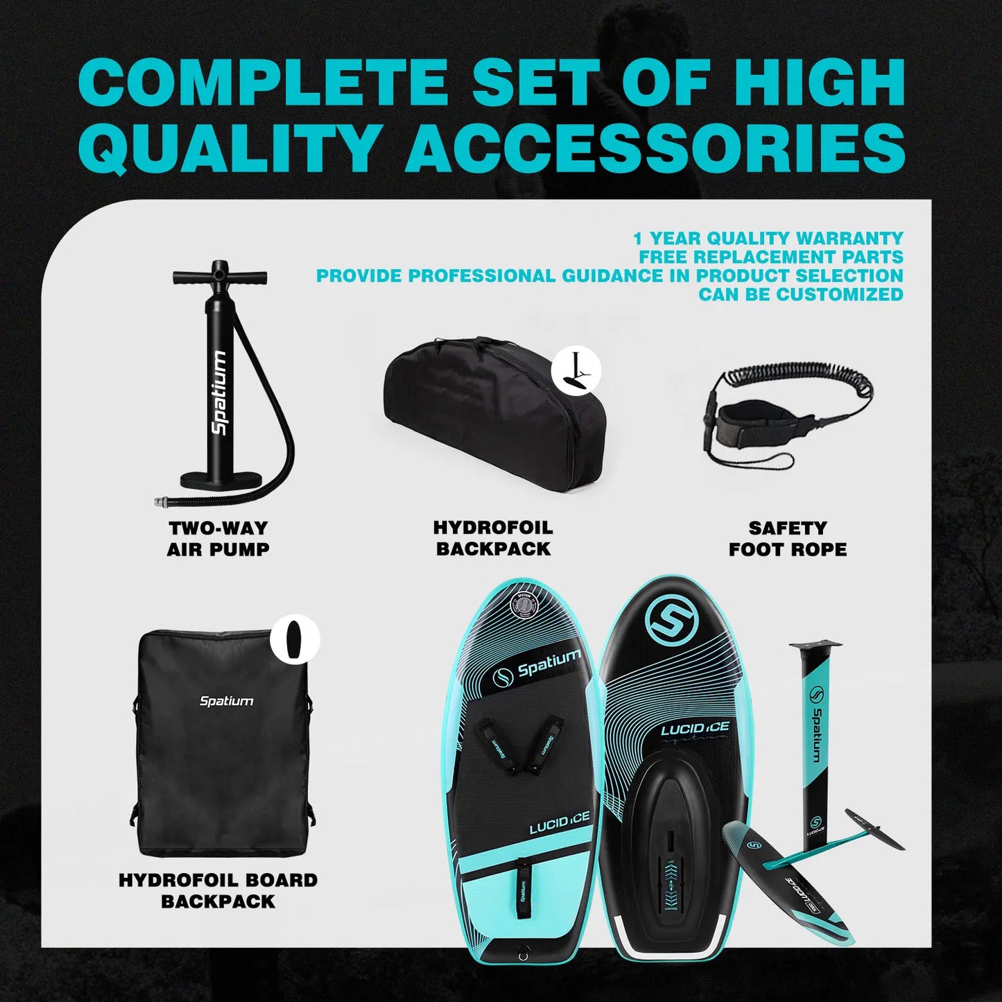 Spatium Inflatable Hydrofoil Board Surfing SUP Board for Lucid ICE Hydrofoil Board-100L/120L/160L