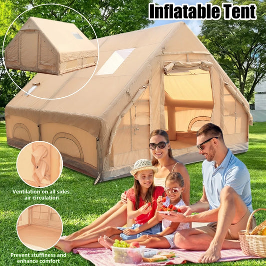 Outdoor Foldable Four Seasons Air Tent Camping Inflatable Tents Waterproof Family Canopy Moisture-Resistant Tent with Pump
