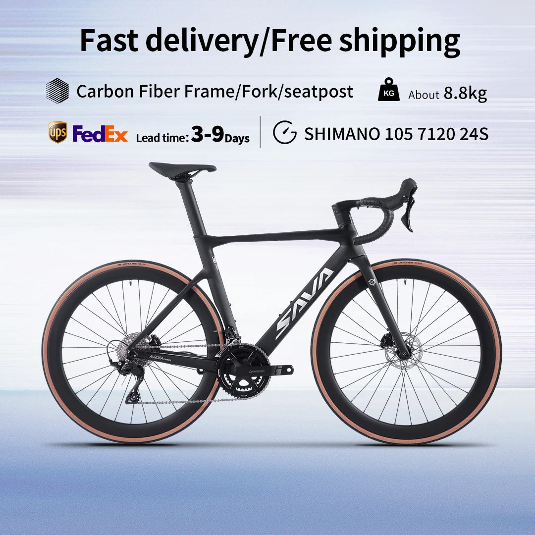 SAVA Road Bike UCI Certified Carbon Fiber Frame Racing Bicycle Adult Cross Country Road Bike Belt R7120 24 Speed Kit