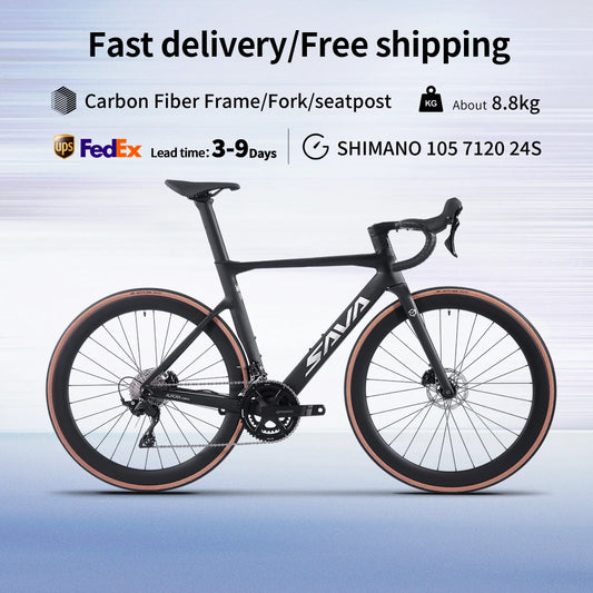 SAVA Road Bike UCI Certified Carbon Fiber Frame Racing Bicycle Adult Cross Country Road Bike Belt R7120 24 Speed Kit