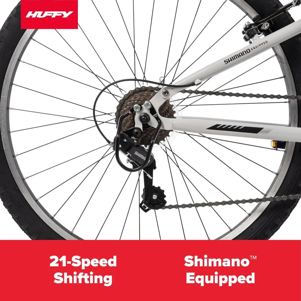 Rugged Mountain Bike for All Ages and Sizes, 20/24/26 Inch Options, 6 or 21 Speed Shimano Gear Shifting