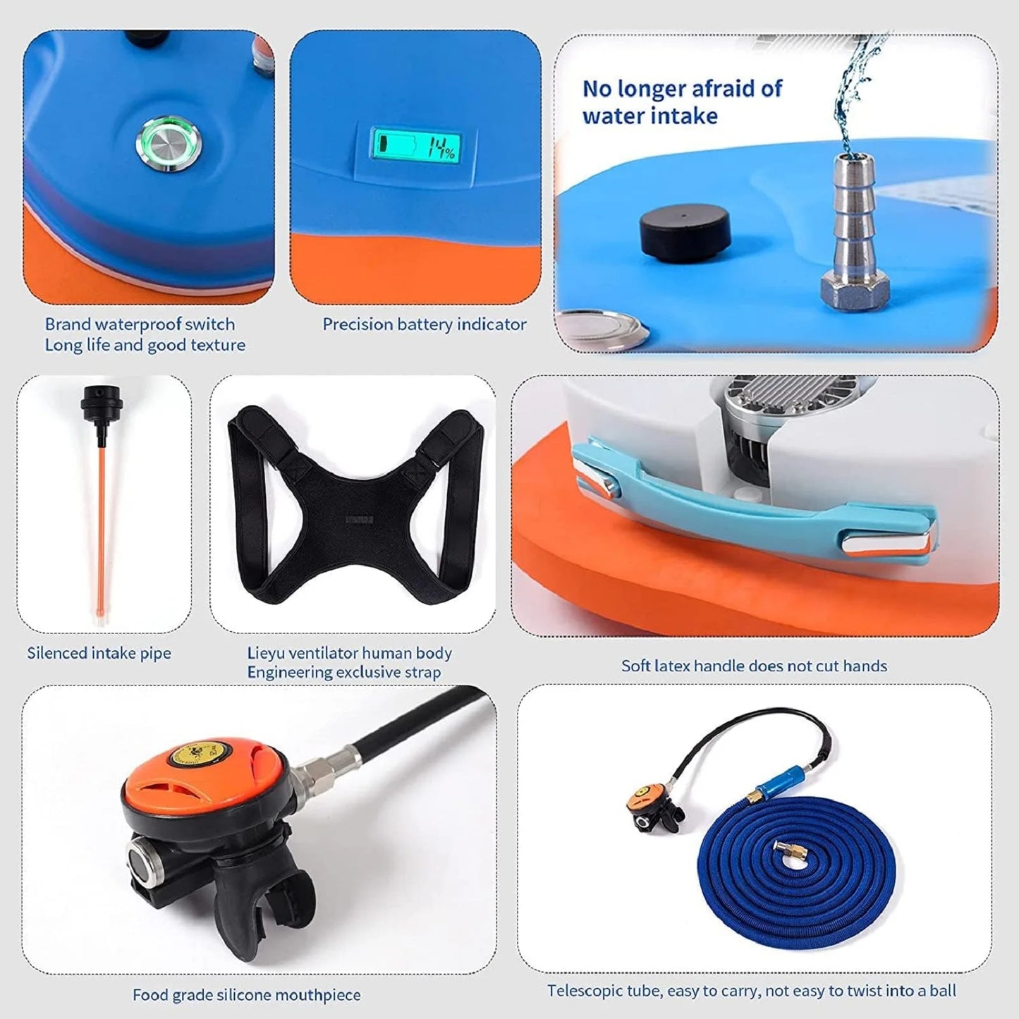 TUDIVING Scuba Diving Ventilator Portable Waterproof Rechargeable Regulator Gear