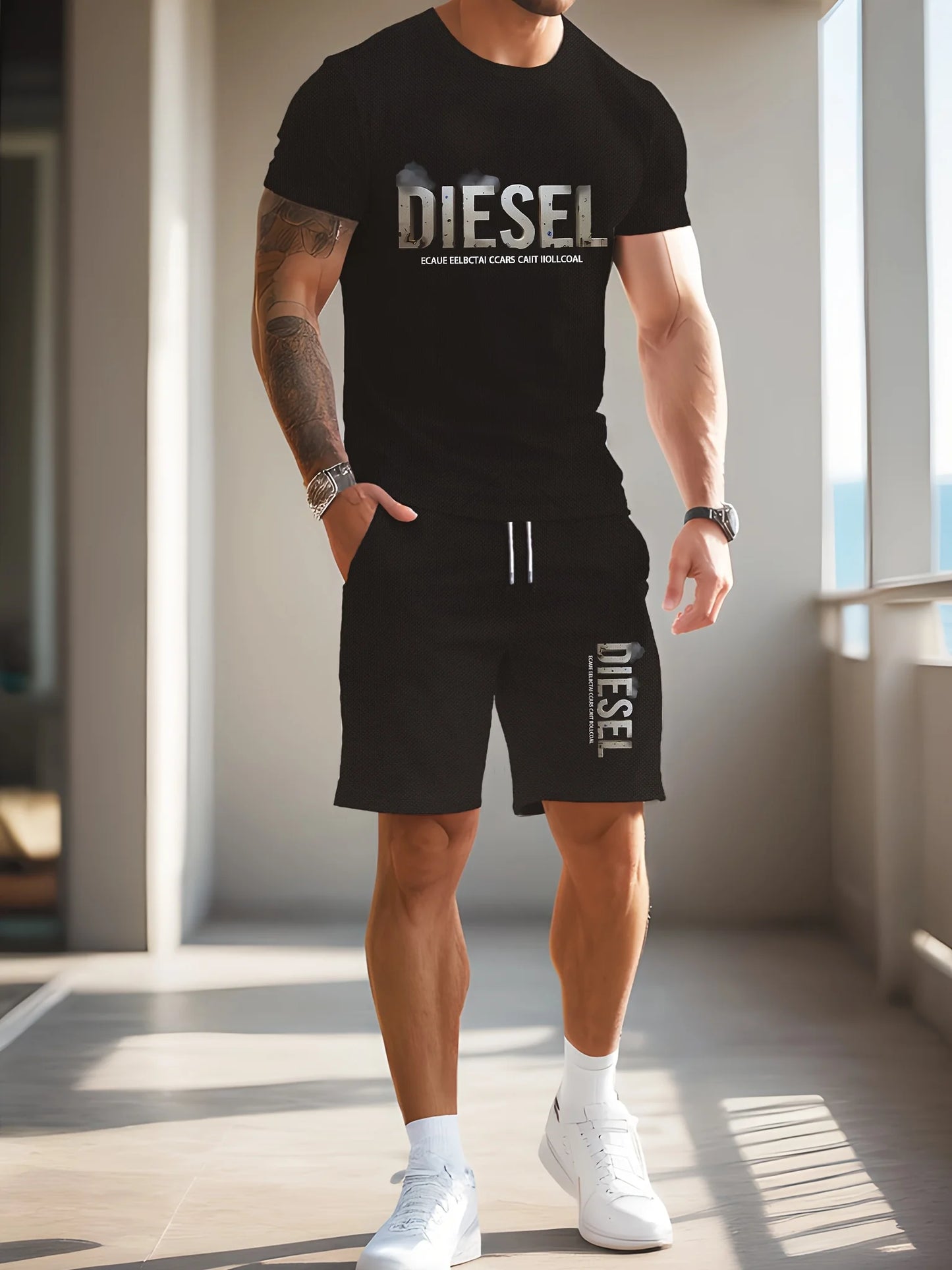 Diesel Men T Shirt Set Sports Breathable Quick Drying