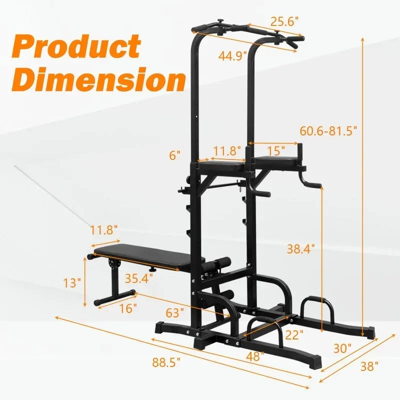 Power Tower Dip Station With Bench And Pull Up Bar Home Gym