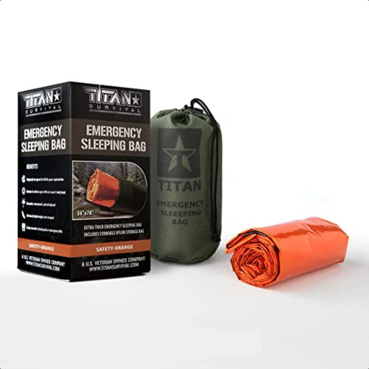 TITANSurvival Emergency Sleeping Bags for Survival 36 x 78 90 Heat Retention 41 Thicker Waterproof Durable Survival Sleeping Ba